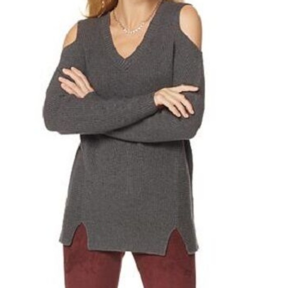 Lysse Sweaters - Lysse Gray Cold Shoulder Sweater Large NWT